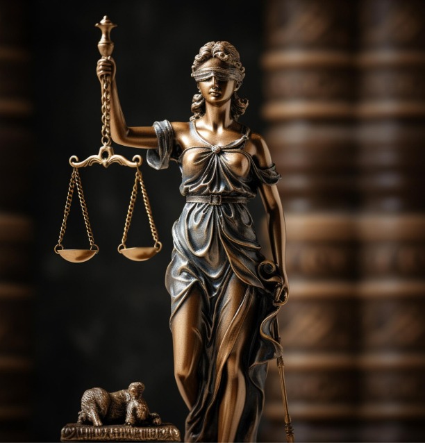 Lady Justice statue with scales and gavel